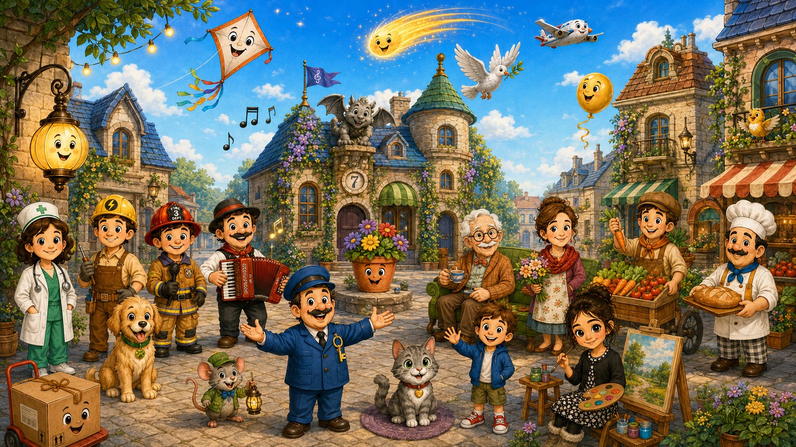 The residents of 7 Music Street gathered outside number 7